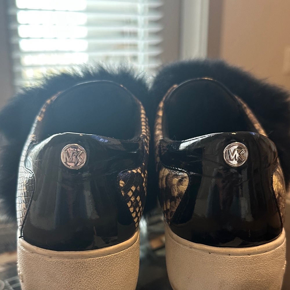Michael Kors Black and Tan Snake Print Sneakers - Picture 2 of 3